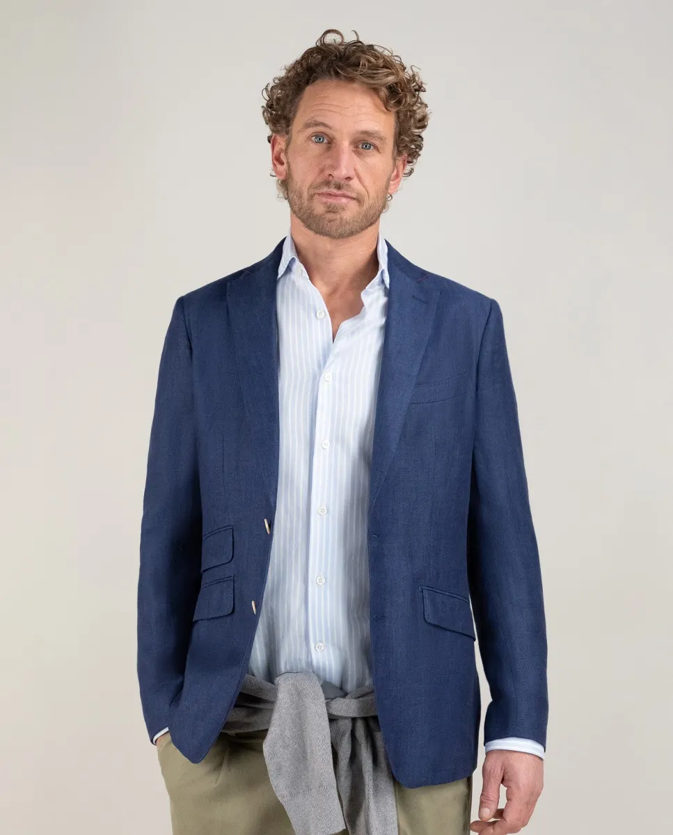 Мужской однотонный льняной блейзер El Ganso, синий
Мужской однотонный льняной блейзер El Ganso, синий