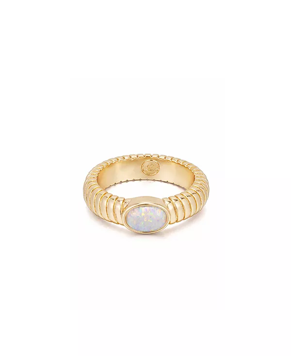 Кольцо с ребристым плетением, покрытое 18-каратным золотом, с центральным камнем опалом Ettika, gold
Кольцо с ребристым плетением, покрытое 18-каратным золотом, с центральным камнем опалом Ettika, gold