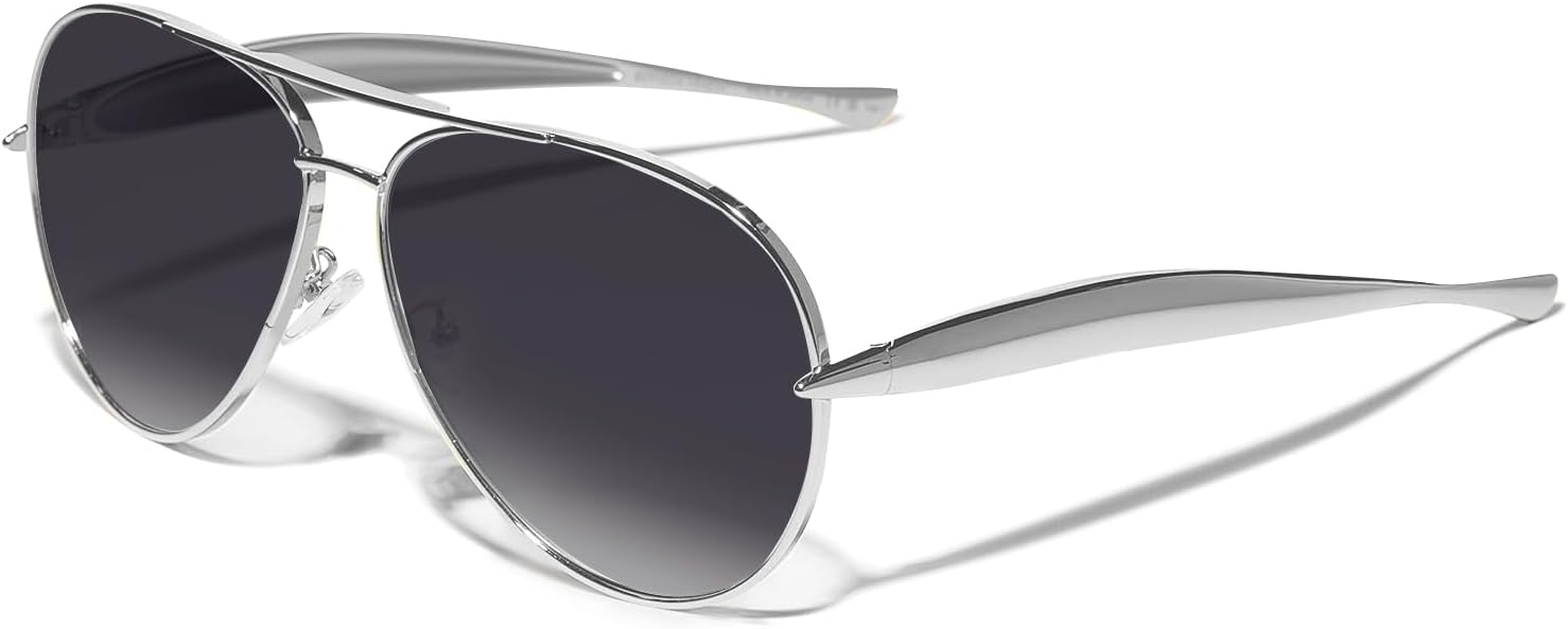 Ретро золотые солнцезащитные очки-авиаторы для женщин и мужчин, 2025 год, металлические, увеличенного размера, в стиле 70-х GUVIVI, 1pack Silver Frame - Gradient Black Lens
Ретро золотые солнцезащитные очки-авиаторы для женщин и мужчин, 2025 год, металлические, увеличенного размера, в стиле 70-х GUVIVI, 1pack Silver Frame - Gradient Black Lens