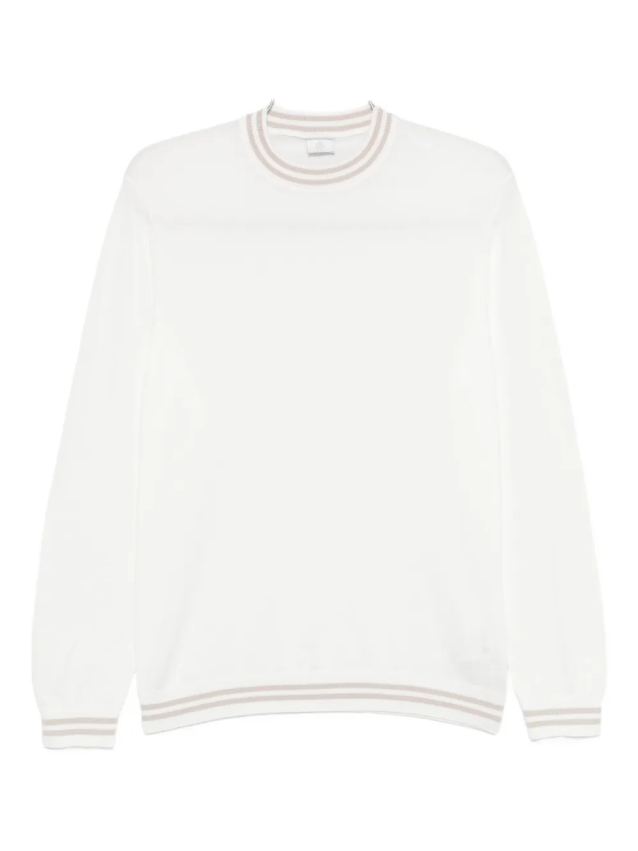 Хлопковый джемпер Eleventy с полосатой отделкой, белый 
Хлопковый джемпер Eleventy с полосатой отделкой, белый