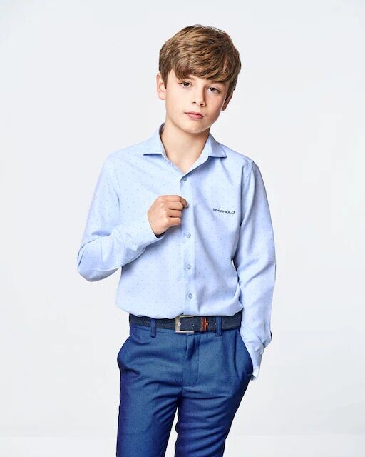 Рубашка для мальчика с вырезом на воротнике и микропринтом Spagnolo, светло-синий
Рубашка для мальчика с вырезом на воротнике и микропринтом Spagnolo, светло-синий