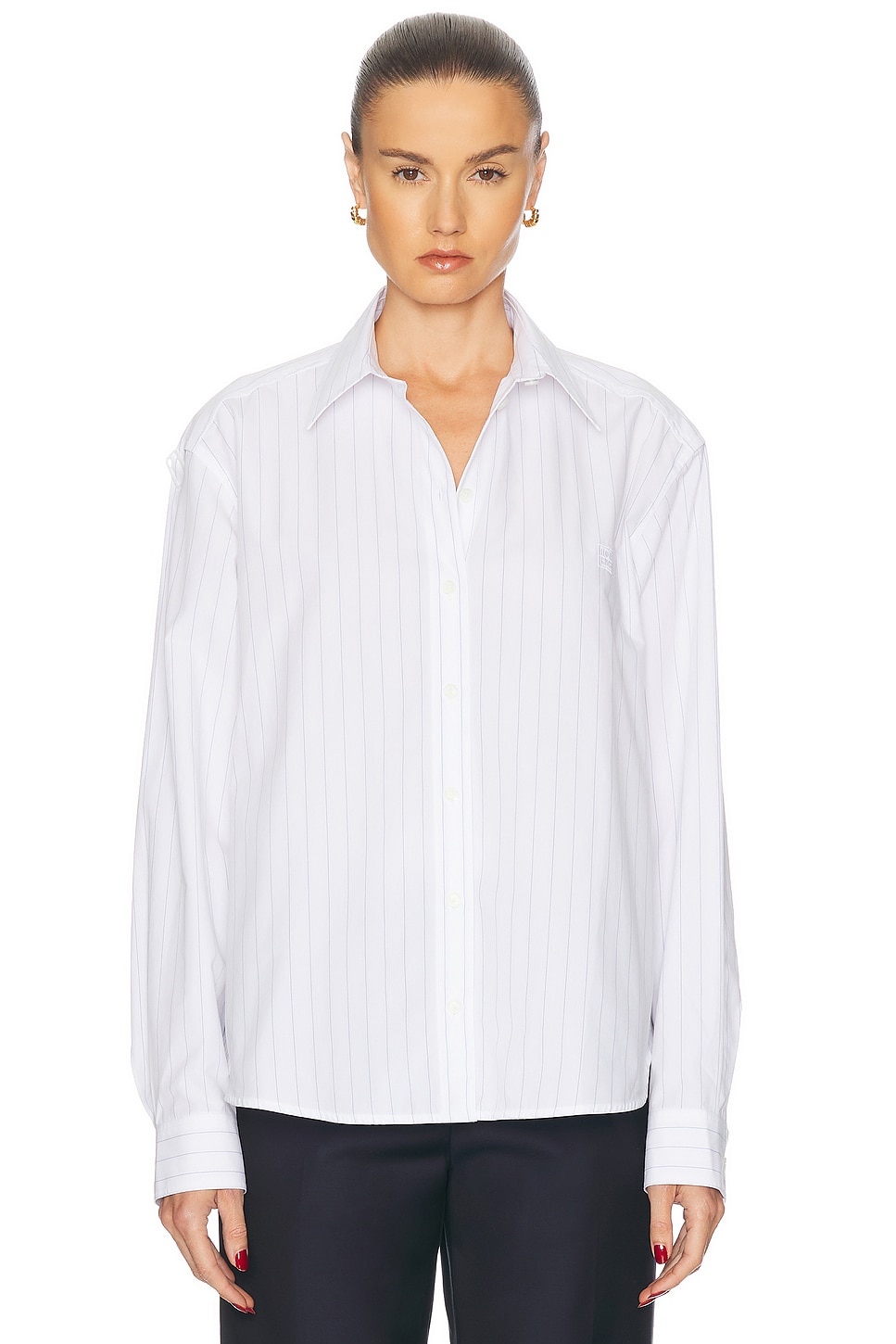 Monogram Striped Топ Toteme, White & Cobalt Pinstripe
Monogram Striped Топ Toteme, White & Cobalt Pinstripe