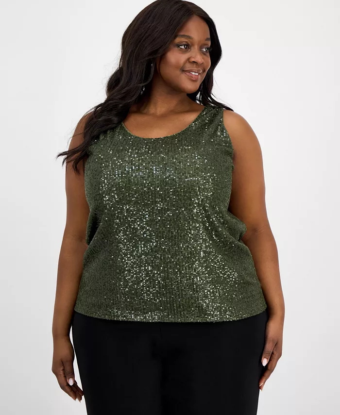 Топ без рукавов больших размеров с пайетками Anne Klein, зеленый
Топ без рукавов больших размеров с пайетками Anne Klein, зеленый