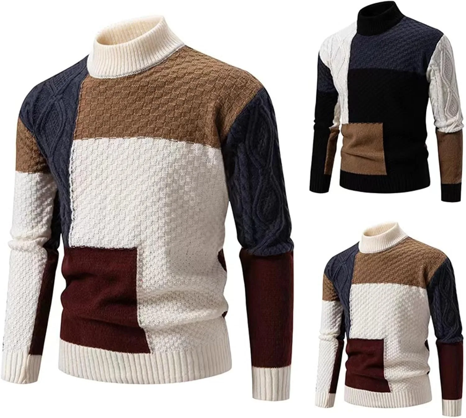 Мужской свитер с цветными блоками и фактурной вязкой
Мужской свитер с цветными блоками и фактурной вязкой