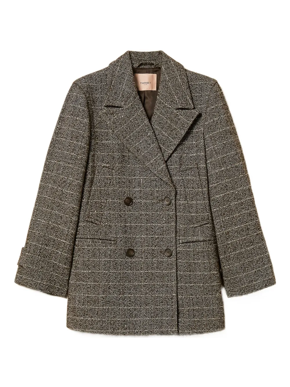 Двубортное пальто с узором в елочку TWINSET, коричневый
Двубортное пальто с узором в елочку TWINSET, коричневый