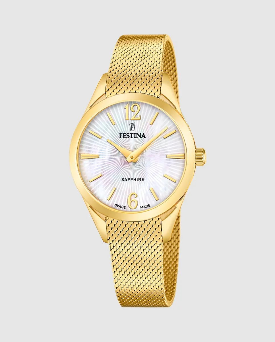 F20077/1 Швейцарские женские часы Grace в корпусе из позолоченной стали Festina, золото
F20077/1 Швейцарские женские часы Grace в корпусе из позолоченной стали Festina, золото