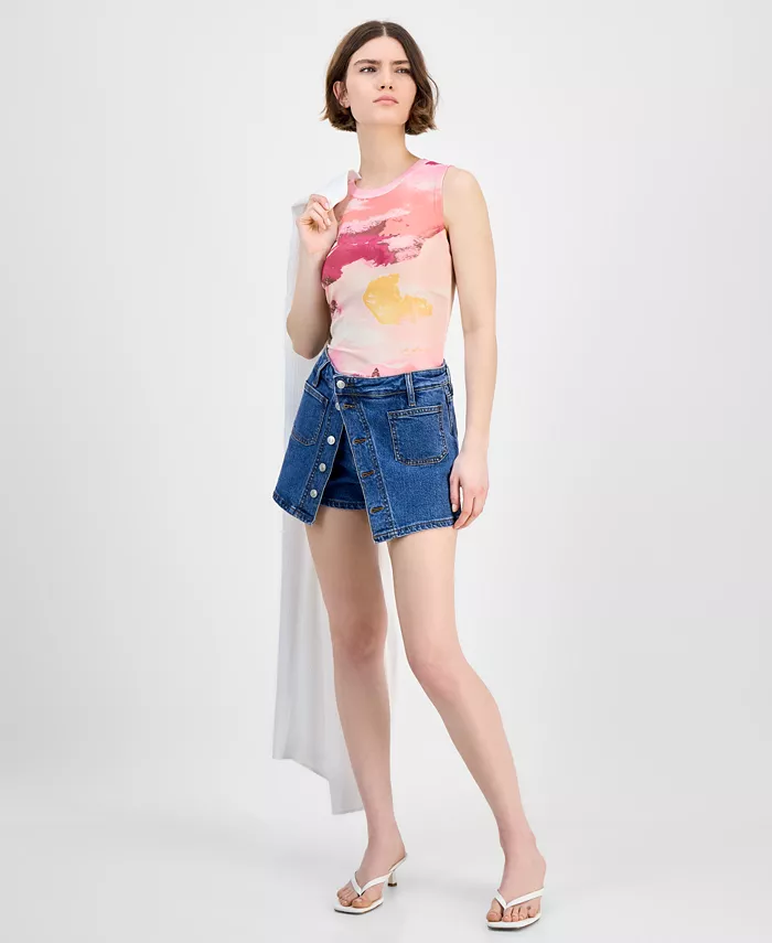 Bar III Женская джимсовая юбка-шорты с разрезом Bariii, синий
Bar III Женская джимсовая юбка-шорты с разрезом Bariii, синий