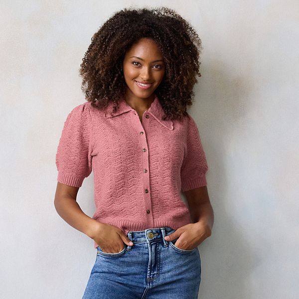 Женский кардиган с коротким рукавом в технике пойнтель Lc Lauren Conrad, Century Pink
Женский кардиган с коротким рукавом в технике пойнтель Lc Lauren Conrad, Century Pink