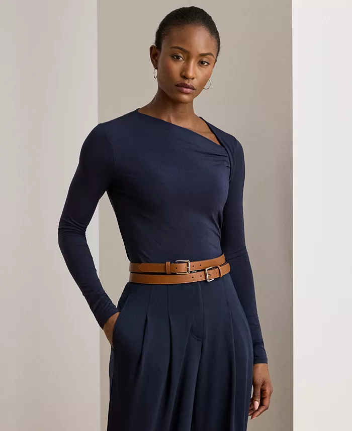 Женский асимметричный топ из эластичного джерси Lauren Ralph Lauren, синий 
Женский асимметричный топ из эластичного джерси Lauren Ralph Lauren, синий