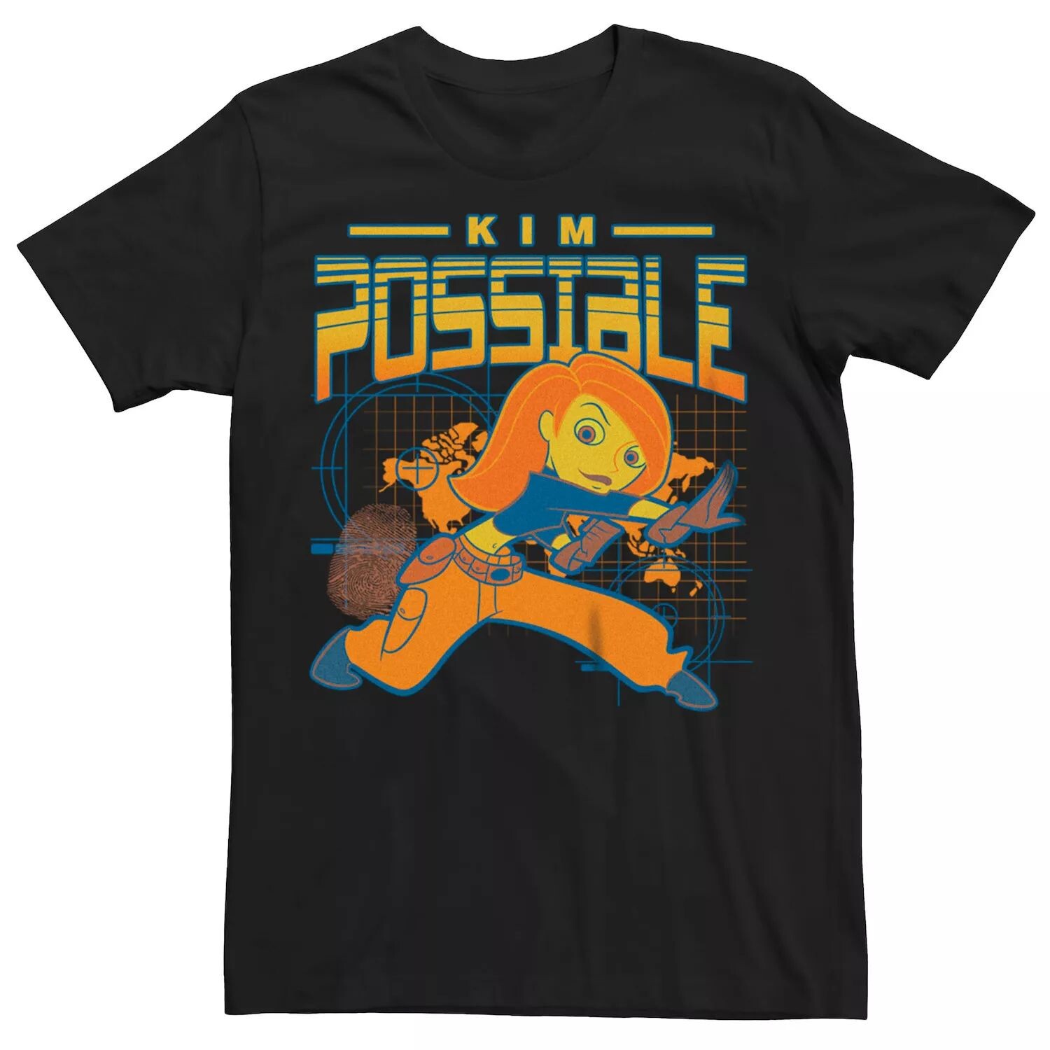 Мужская футболка с изображением отпечатков пальцев на карте Кима Диснея Licensed Character 
Мужская футболка с изображением отпечатков пальцев на карте Кима Диснея Licensed Character