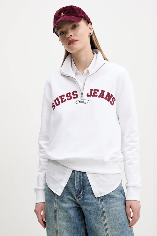 Хлопковая толстовка Guess Jeans, белый 
Хлопковая толстовка Guess Jeans, белый