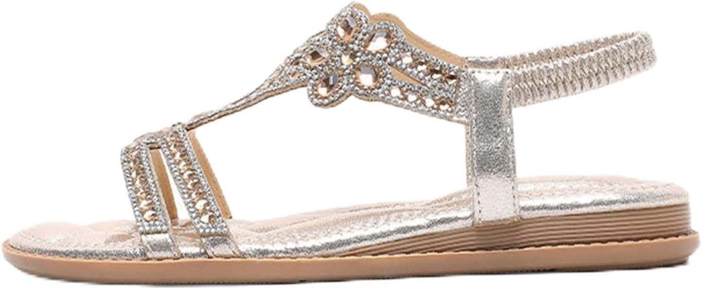 Женские сандалии с камнями стразы, бохо сандалии на плоской подошве с жемчугом и кристаллами, с Т-образным ремешком и ремешком на щиколотке, удобные для прогулок, легкие повседневные летние пляжные туфли Generic, золотой
Женские сандалии с камнями стразы, бохо сандалии на плоской подошве с жемчугом и кристаллами, с Т-образным ремешком и ремешком на щиколотке, удобные для прогулок, легкие повседневные летние пляжные туфли Generic, золотой