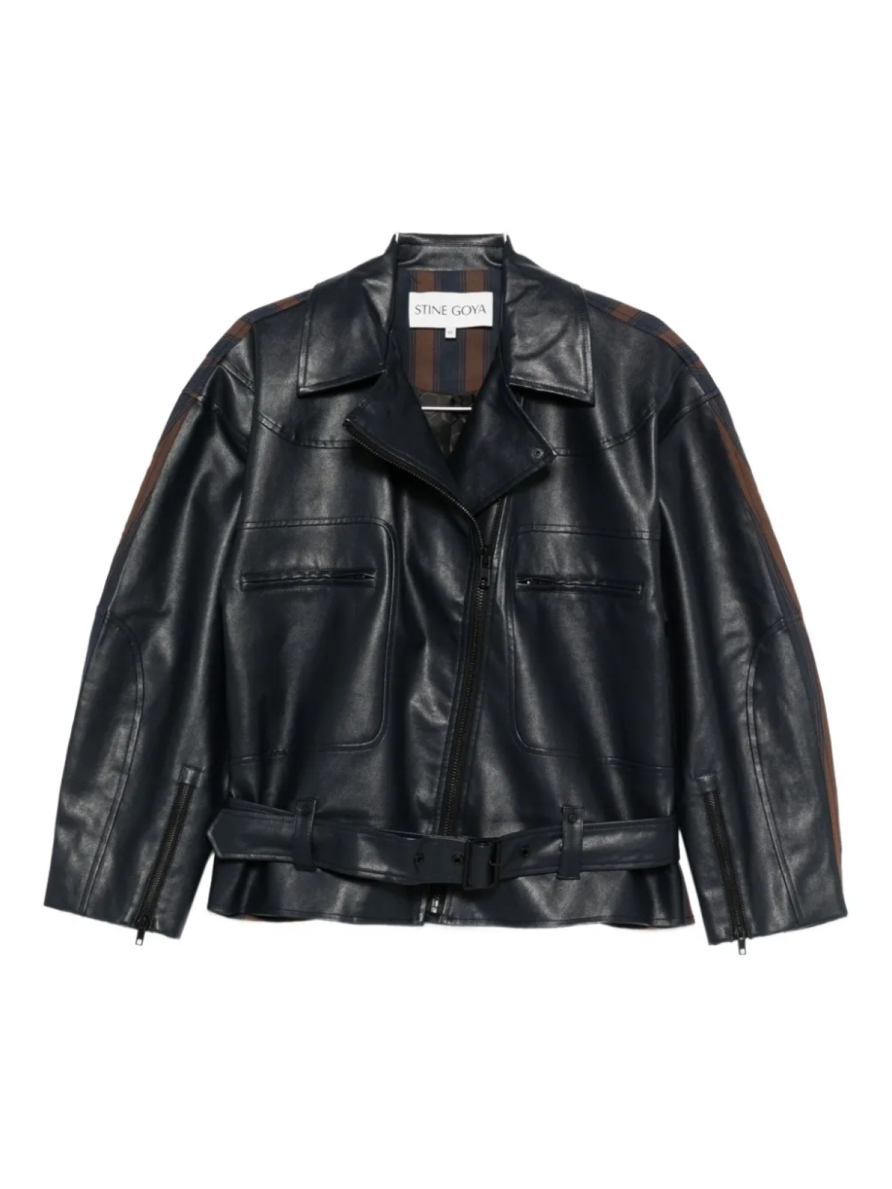 Байкерская куртка с полосками и поясом Stine Goya, синий
Байкерская куртка с полосками и поясом Stine Goya, синий