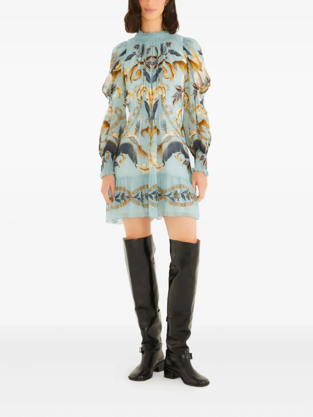 Мини-платье с рюшами и длинными рукавами Farm Rio, синий
Мини-платье с рюшами и длинными рукавами Farm Rio, синий