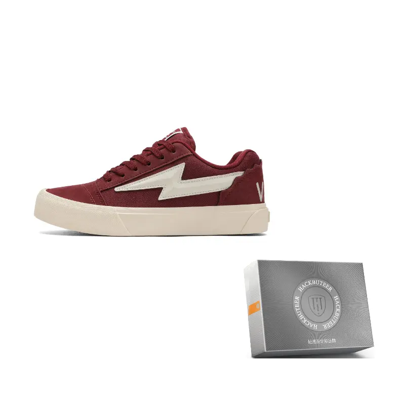 HACKBUTEER Мужские низкие скейтерские кеды с коробкой — бордовые, цвет Burgundy 
HACKBUTEER Мужские низкие скейтерские кеды с коробкой — бордовые, цвет Burgundy