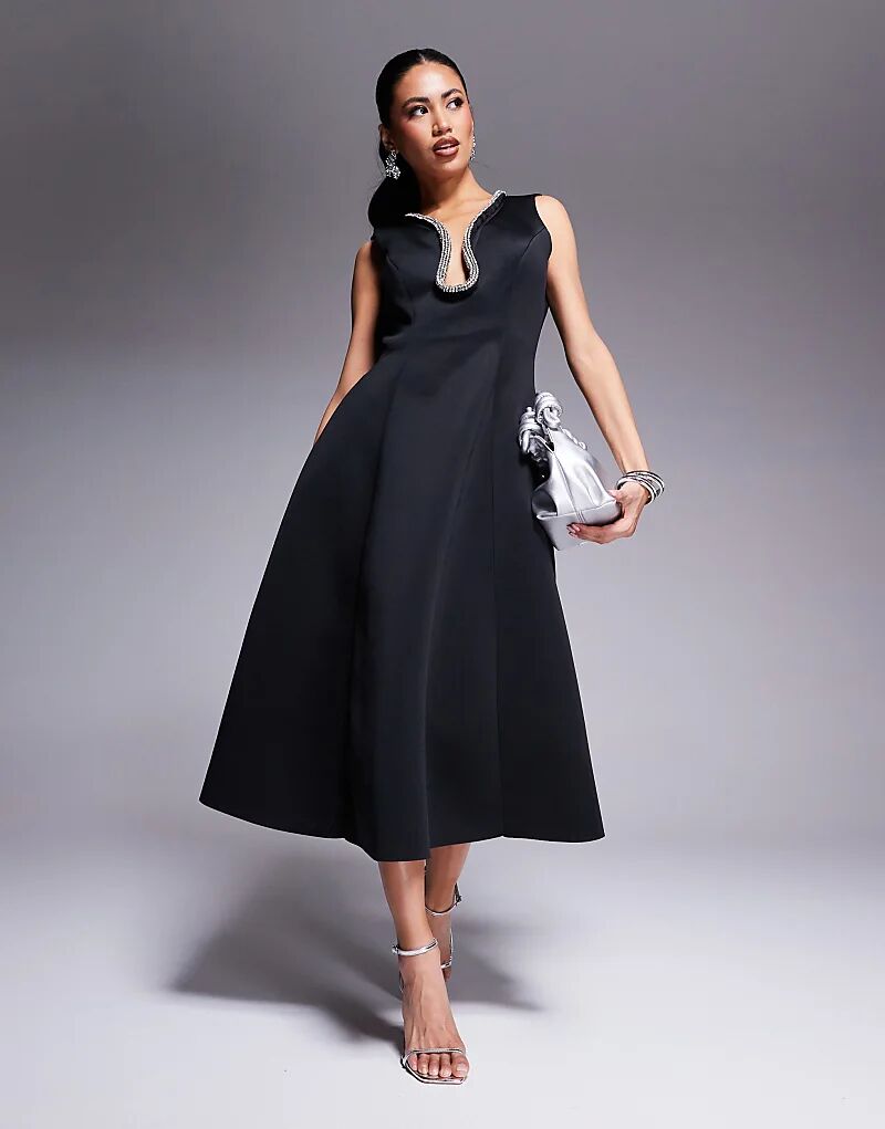 Платье миди Goddiva Diamante с декорированным вырезом, черное
Платье миди Goddiva Diamante с декорированным вырезом, черное