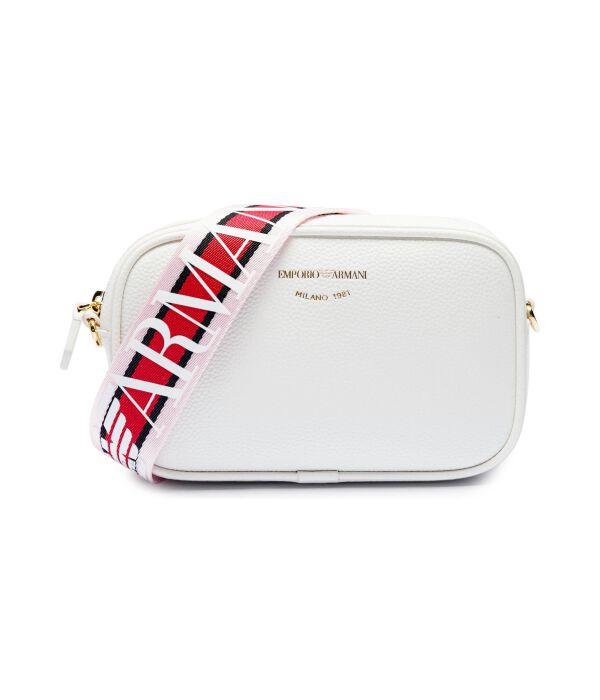 Сумка женская Emporio Armani кросс-боди с цветным ремнем, белый 
Сумка женская Emporio Armani кросс-боди с цветным ремнем, белый