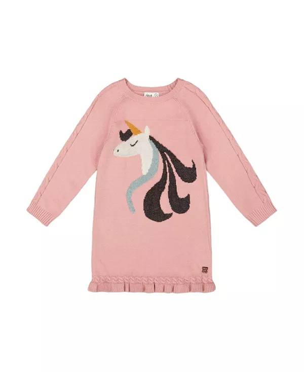 Вязаное платье для девочек с интарсией в виде единорога - для детей постарше. Deux Par Deux, розовый
Вязаное платье для девочек с интарсией в виде единорога - для детей постарше. Deux Par Deux, розовый