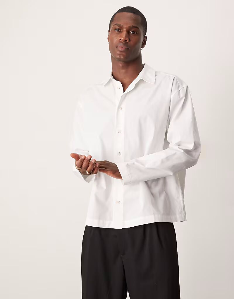 Рубашка свободного кроя ASOS DESIGN белого цвета с манжетами 
Рубашка свободного кроя ASOS DESIGN белого цвета с манжетами