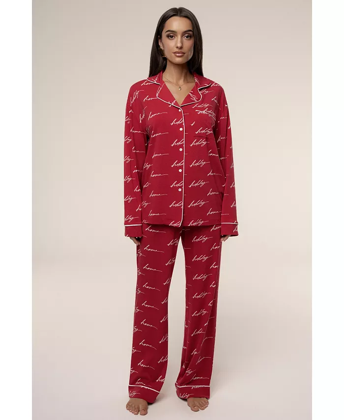 Женский домашний пижамный комплект для праздников Jluxlabel, красный
Женский домашний пижамный комплект для праздников Jluxlabel, красный