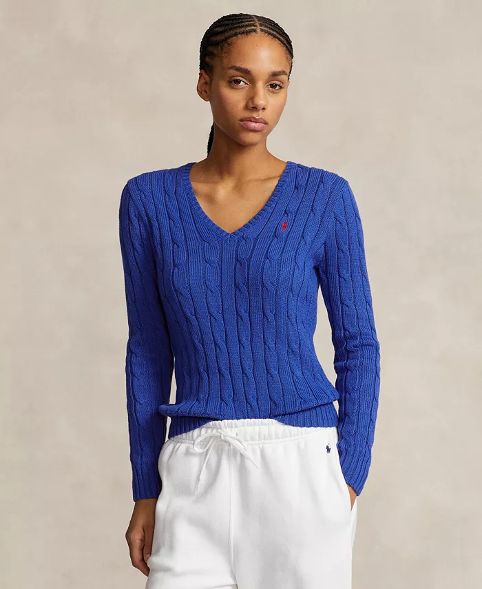 Женский вязаный свитер с V-образным вырезом из хлопка Polo Ralph Lauren, синий
Женский вязаный свитер с V-образным вырезом из хлопка Polo Ralph Lauren, синий