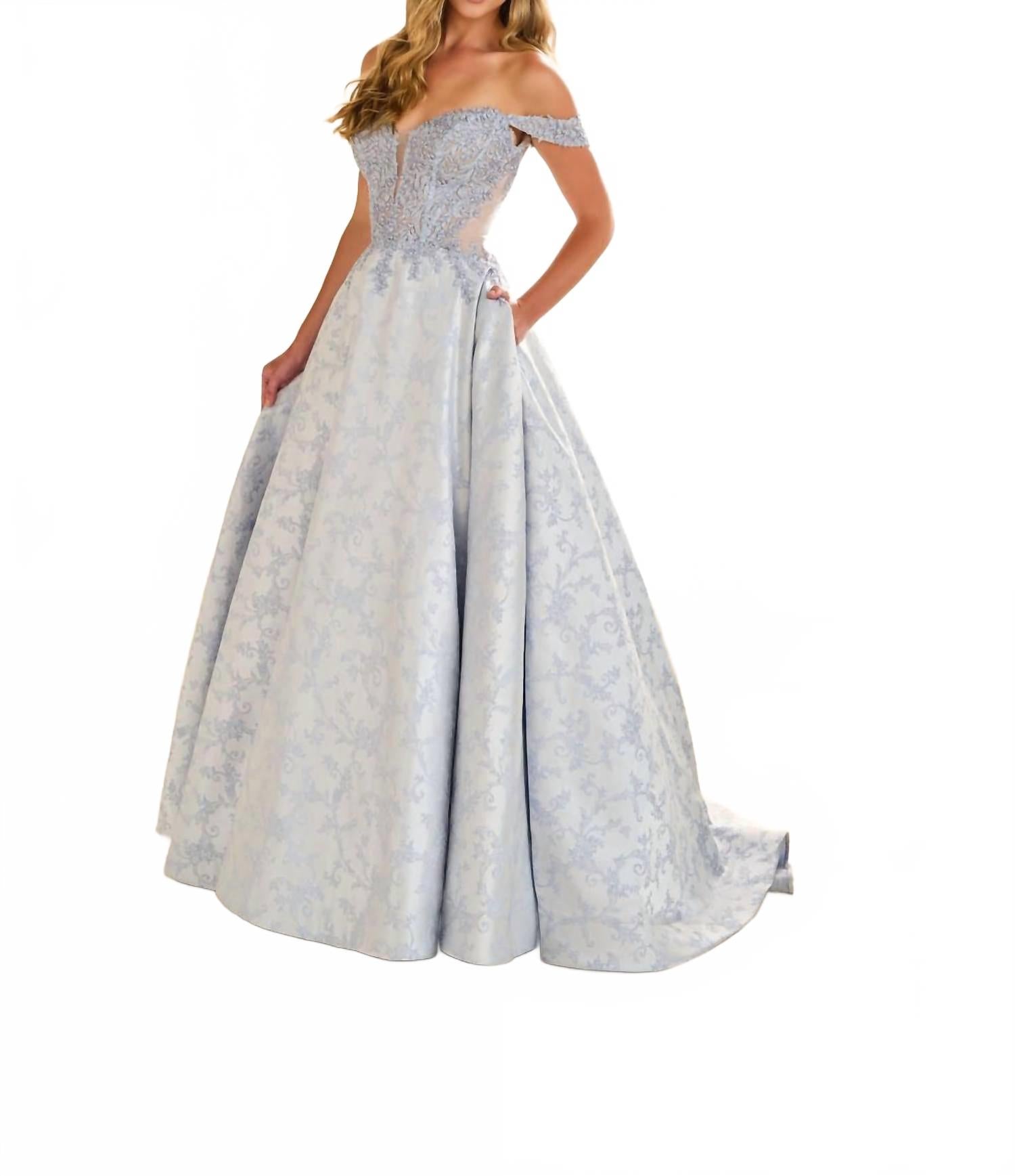 Голубое жемчужное платье с кружевным корсетом и боковыми карманами Ellie Wilde
Голубое жемчужное платье с кружевным корсетом и боковыми карманами Ellie Wilde