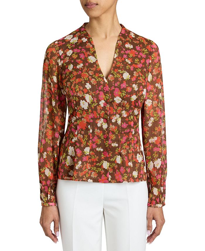 ВИННИ Блуза с длинными рукавами и застежкой на пуговицы из цветочного креп-жоржета Santorelli, коричневый
ВИННИ Блуза с длинными рукавами и застежкой на пуговицы из цветочного креп-жоржета Santorelli, коричневый