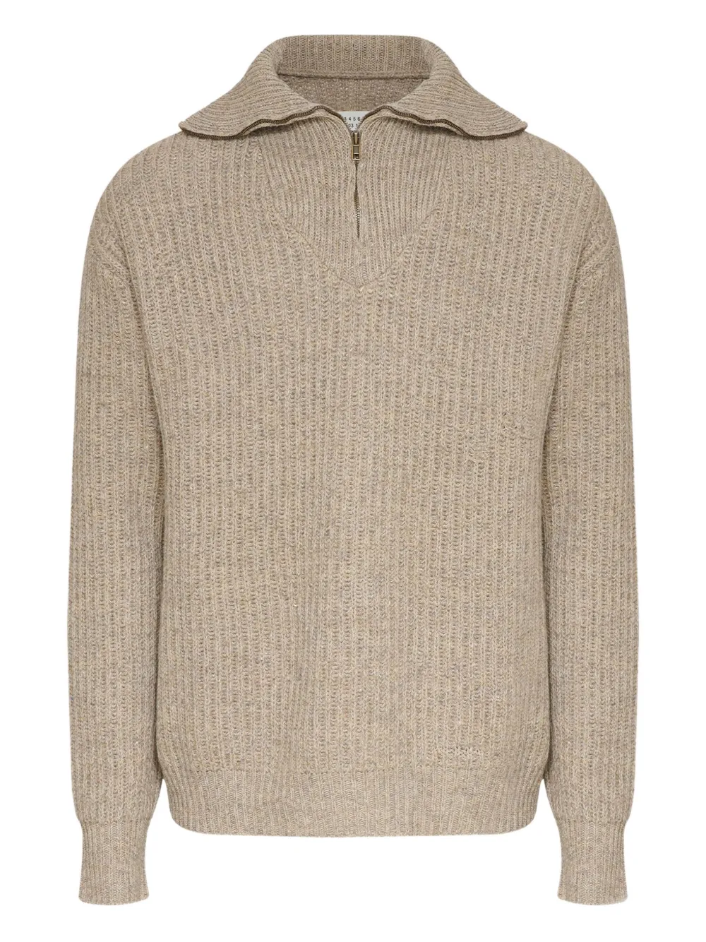 Свитер в рубчик с воротником на молнии MAISON MARGIELA, нейтральный 
Свитер в рубчик с воротником на молнии MAISON MARGIELA, нейтральный