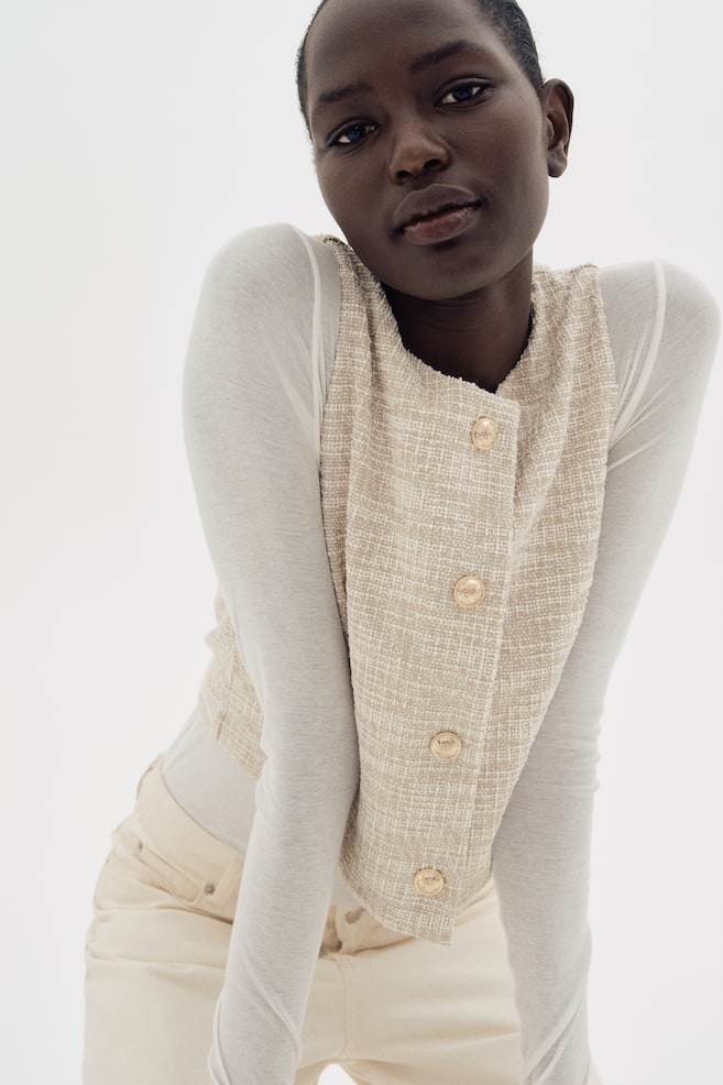 Жилет из трикотажного полотна букле H&M, бежевый
Жилет из трикотажного полотна букле H&M, бежевый