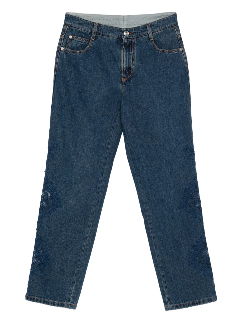 Джинсы с кружевной отделкой Ermanno Scervino, синий 
Джинсы с кружевной отделкой Ermanno Scervino, синий