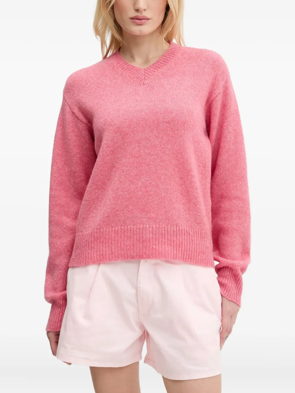 Свитер вязки интарсия с логотипом HUGO, розовый
Свитер вязки интарсия с логотипом HUGO, розовый