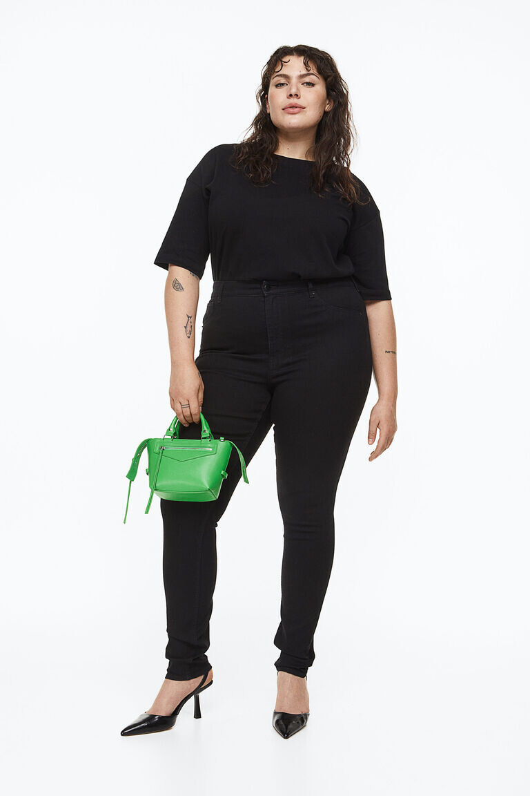 Джеггинсы с ультравысокой лодыжкой H&M, черный 
Джеггинсы с ультравысокой лодыжкой H&M, черный