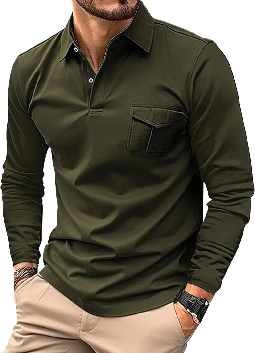 Мужская футболка-поло DGHM-JLMY с карманом и длинным рукавом
Мужская футболка-поло DGHM-JLMY с карманом и длинным рукавом