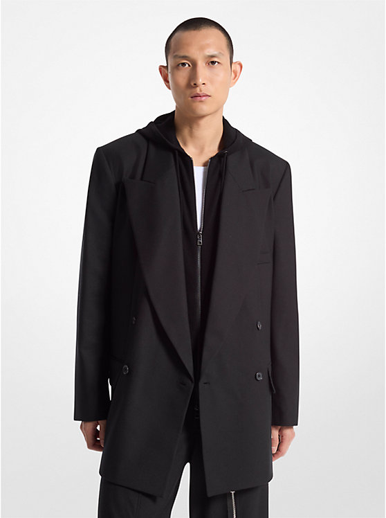 Двубортный пиджак из эластичной шерстяной фланели Michael Kors, черный
Двубортный пиджак из эластичной шерстяной фланели Michael Kors, черный