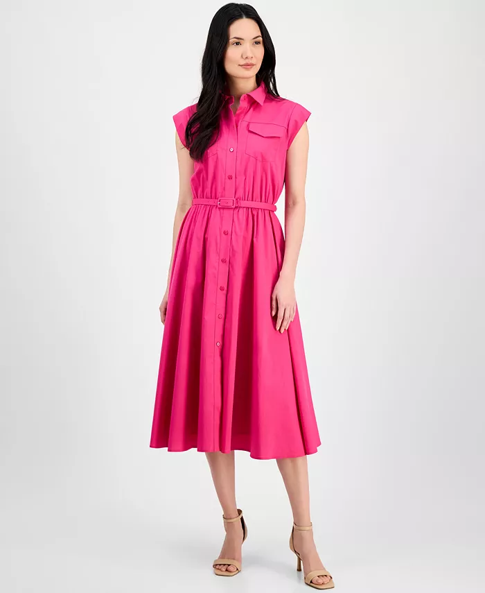 Женское платье миди с отложным воротником и застежкой на пуговицы T Tahari, розовый
Женское платье миди с отложным воротником и застежкой на пуговицы T Tahari, розовый