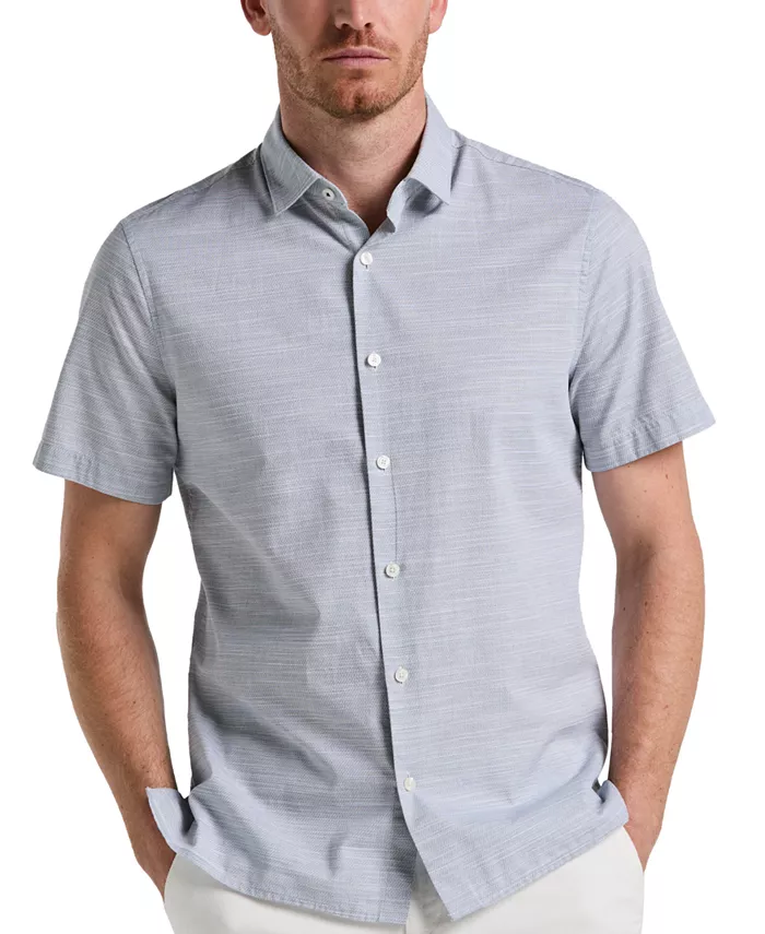 Мужская хлопковая рубашка с коротким рукавом на пуговицах в стиле "добби" Perry Ellis, синий
Мужская хлопковая рубашка с коротким рукавом на пуговицах в стиле "добби" Perry Ellis, синий