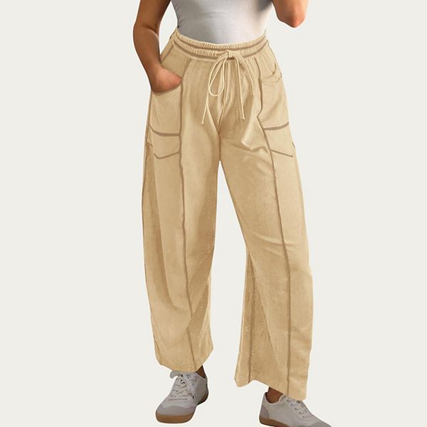 Женские мягкие брюки с широкими штанинами в стиле карго, с регулируемым поясом на шнурке Anna-Kaci, Light Beige
Женские мягкие брюки с широкими штанинами в стиле карго, с регулируемым поясом на шнурке Anna-Kaci, Light Beige