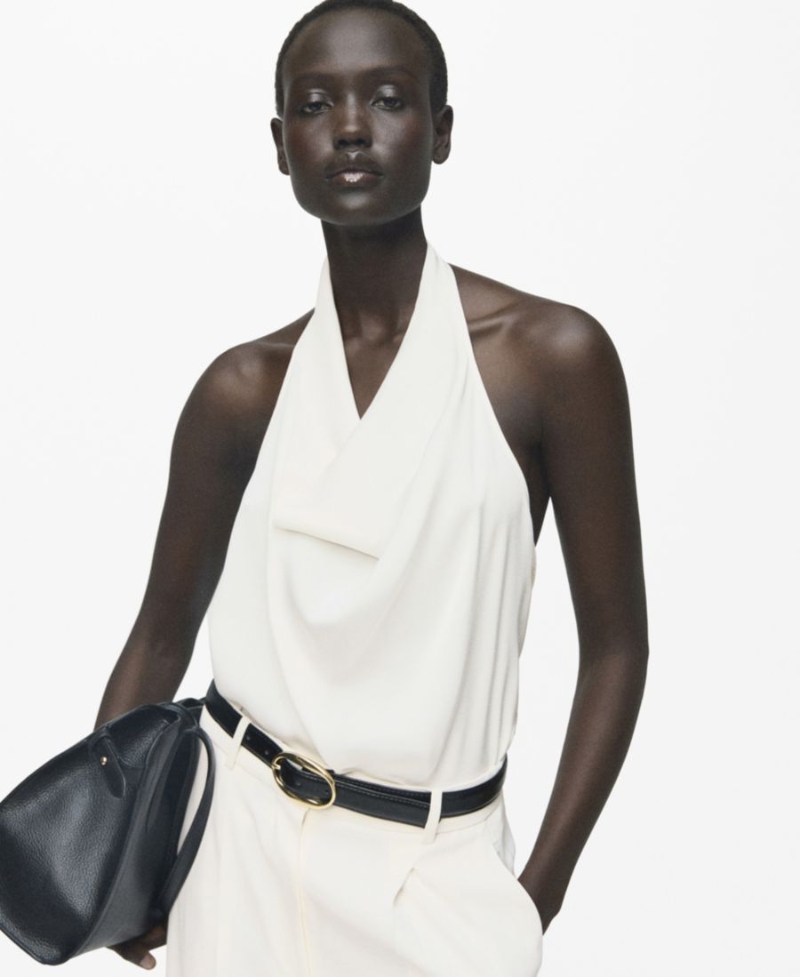 Женская атласная блузка с драпированным воротником MANGO, Ecru
Женская атласная блузка с драпированным воротником MANGO, Ecru