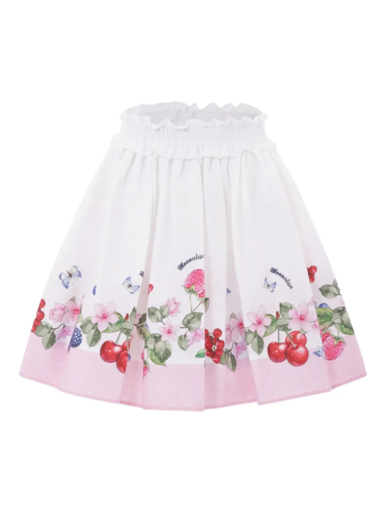 Юбка-плиссе с фруктовым принтом Monnalisa, белый 
Юбка-плиссе с фруктовым принтом Monnalisa, белый