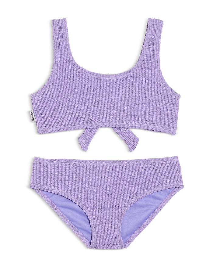 Детский купальный комплект с рюшами и завязками для девочек - Big Kid Limeapple, фиолетовый 
Детский купальный комплект с рюшами и завязками для девочек - Big Kid Limeapple, фиолетовый