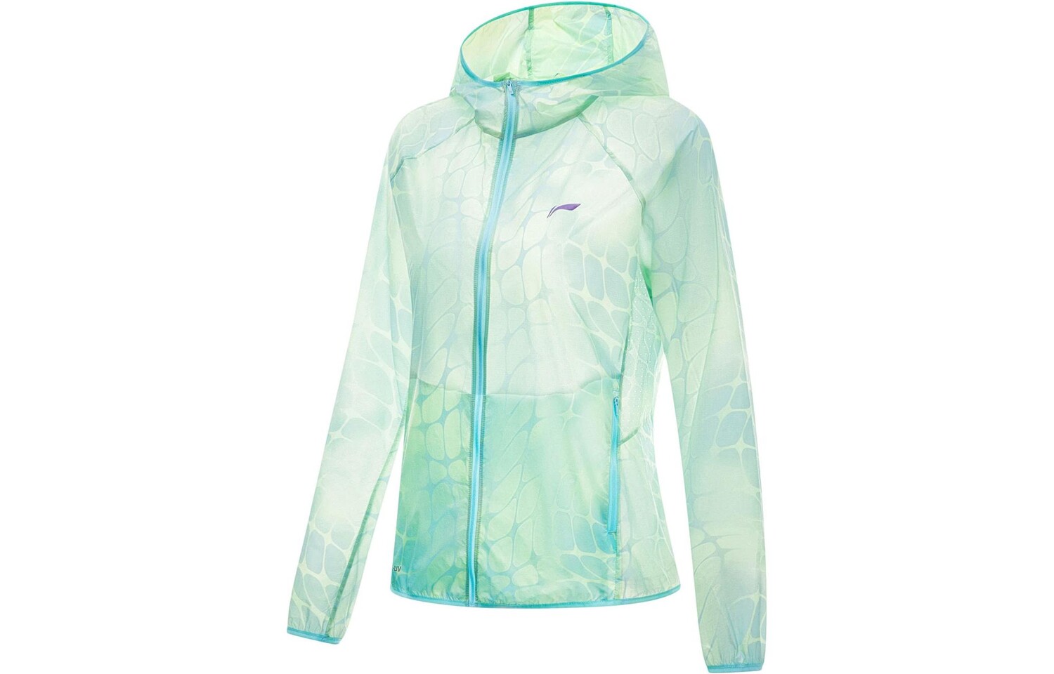 Тренч из коллекции Running, женский, светло-голубой, флуоресцентный, светло-зеленый, стандартный, белый, с принтом по всей длине Lining 
Тренч из коллекции Running, женский, светло-голубой, флуоресцентный, светло-зеленый, стандартный, белый, с принтом по всей длине Lining