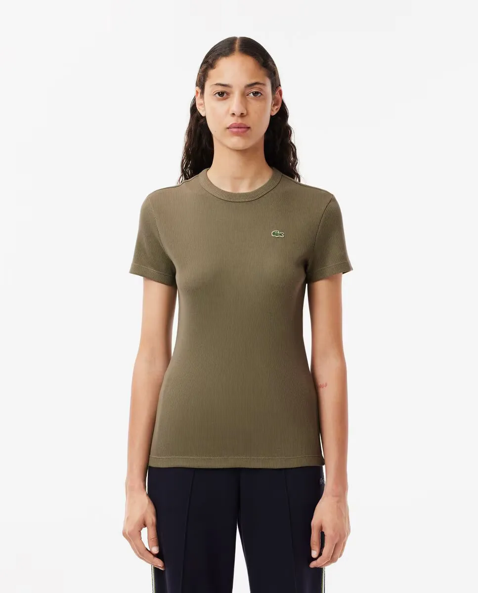 Женская приталенная футболка из хлопка в рубчик с короткими рукавами Lacoste, темно-зеленый
Женская приталенная футболка из хлопка в рубчик с короткими рукавами Lacoste, темно-зеленый