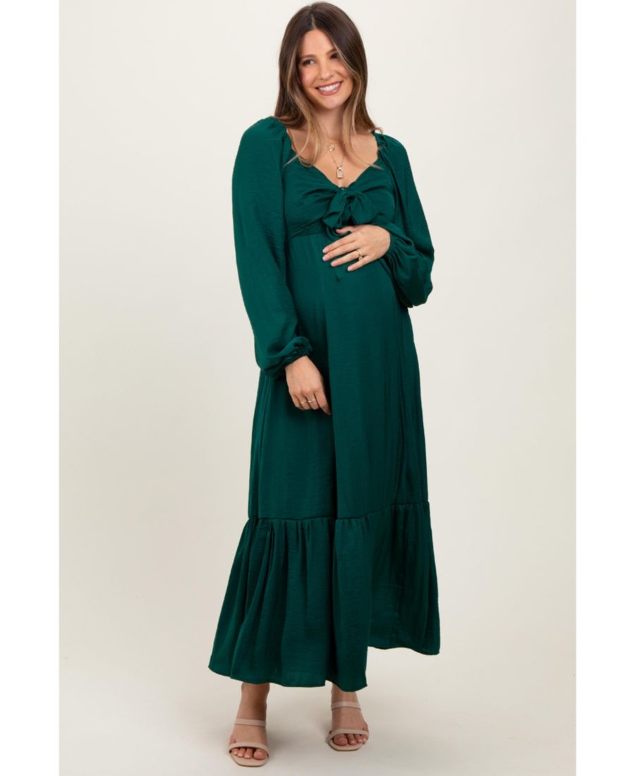 Длинное атласное платье для беременных с изумрудным бантом Pinkblush, Emerald green
Длинное атласное платье для беременных с изумрудным бантом Pinkblush, Emerald green