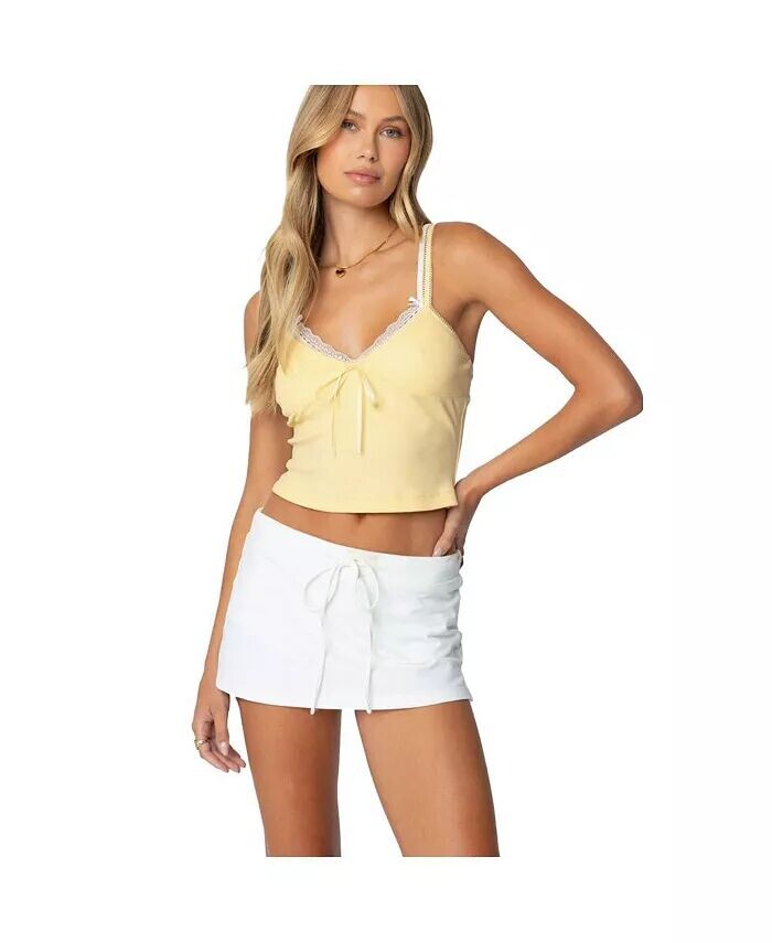 Женская многослойная майка с кружевом Edikted, желтый 
Женская многослойная майка с кружевом Edikted, желтый