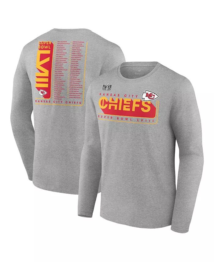 Футболка мужская Heather Charcoal Kansas City Chiefs Super Bowl LVIII Roster с длинным рукавом Fanatics
Футболка мужская Heather Charcoal Kansas City Chiefs Super Bowl LVIII Roster с длинным рукавом Fanatics