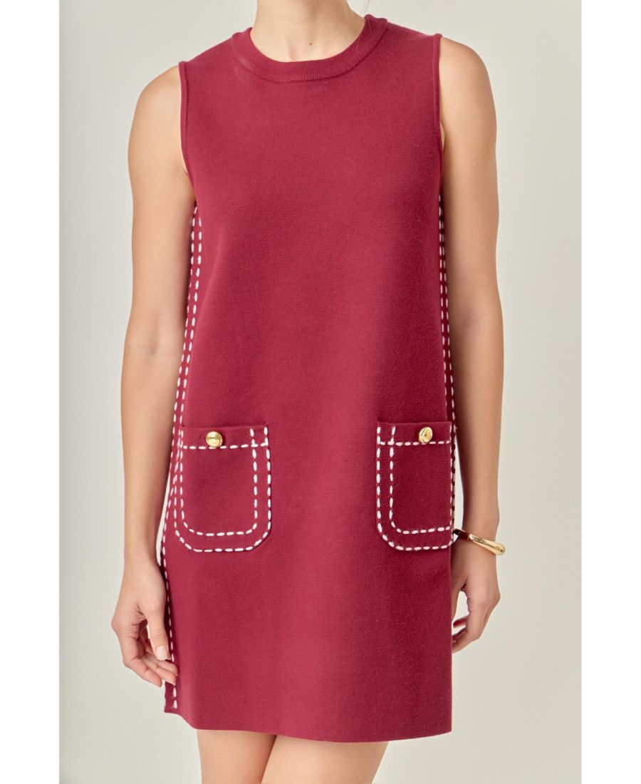 Женское трикотажное мини-платье с декоративной строчкой, мягкое, эластичное, облегающего кроя English Factory, Burgundy/pink
Женское трикотажное мини-платье с декоративной строчкой, мягкое, эластичное, облегающего кроя English Factory, Burgundy/pink