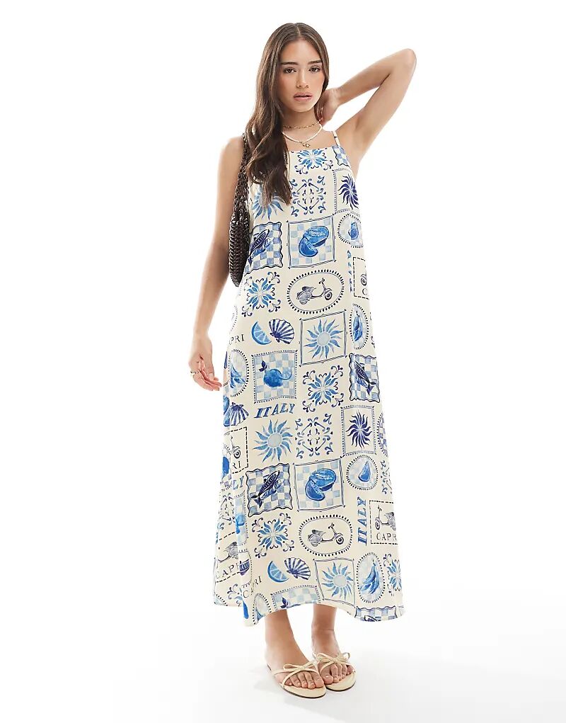 Платье-миди New Look с принтом плитки синего цвета
Платье-миди New Look с принтом плитки синего цвета