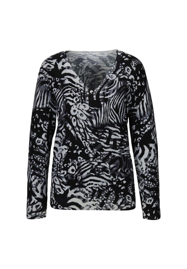 Свитер с V-образным вырезом и уникальным принтом Madeleine, мультиколор
Свитер с V-образным вырезом и уникальным принтом Madeleine, мультиколор