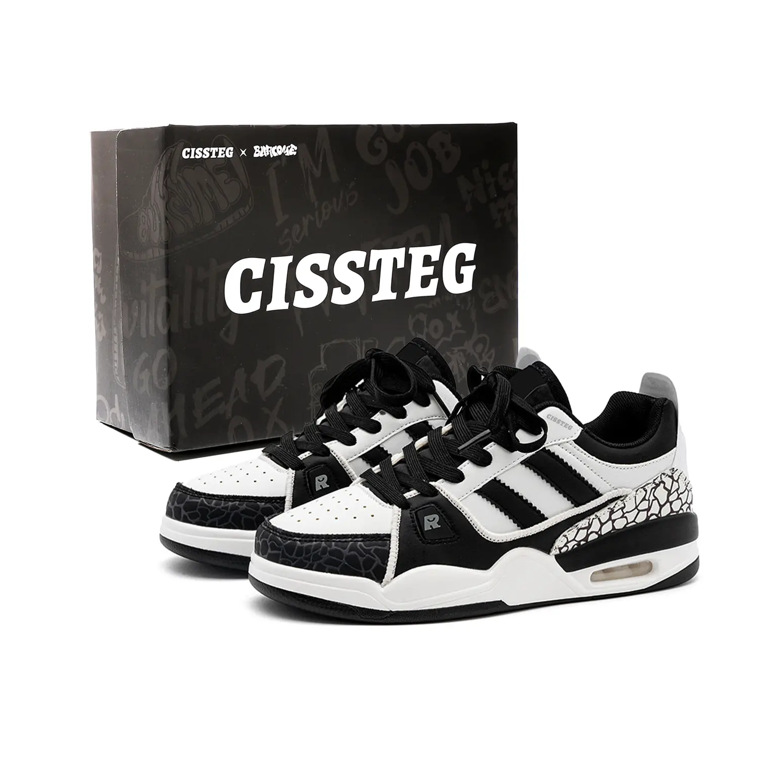 CISSTEG Легкие и дышащие лоу-топ скейтборд кроссовки унисекс белый черный - градиент, цвет Gradient
CISSTEG Легкие и дышащие лоу-топ скейтборд кроссовки унисекс белый черный - градиент, цвет Gradient