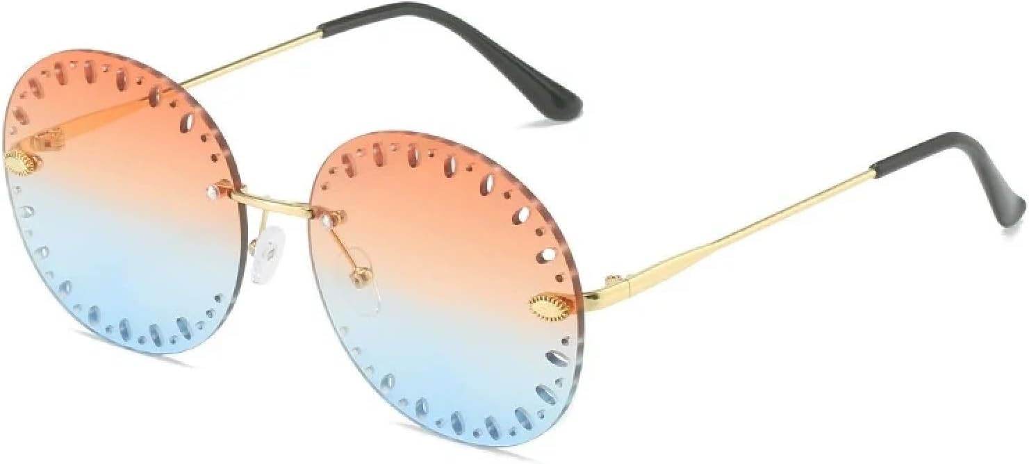 Винтажные солнцезащитные очки без оправы для женщин и мужчин, модные очки с полой оправой и круглым оправом, женские очки для активного отдыха и путешествий, очки с защитой от УФ-излучения UV400 TKKTLLT, Gold Orange Blue
Винтажные солнцезащитные очки без оправы для женщин и мужчин, модные очки с полой оправой и круглым оправом, женские очки для активного отдыха и путешествий, очки с защитой от УФ-излучения UV400 TKKTLLT, Gold Orange Blue